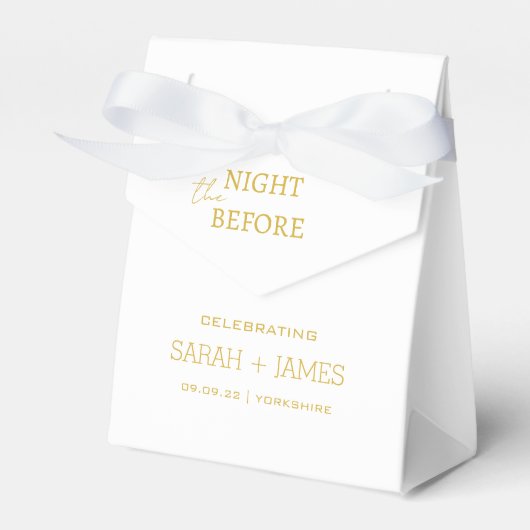 White & Gold Elegant the Night Before Wedding Bedankdoosjes (Voorkant Zijde)