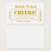 White & Gold Elegant Wedding Free Drink Ticket Visitekaartje (Voorkant /achterkant)