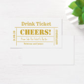 White & Gold Elegant Wedding Free Drink Ticket Visitekaartje (Bureau)