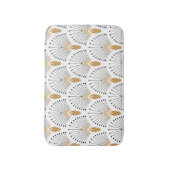 White, Gold en Black Art Deco Fan Flower Motif Badmat (Voorkant Verticaal)