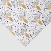 White, Gold en Black Art Deco Fan Flowers Motif Tissuepapier (Detail)