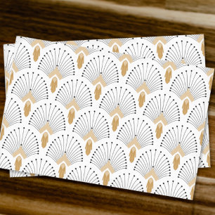 White, Gold en Black Art Deco Fan Flowers Motif Tissuepapier