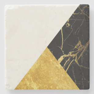 White Gold en Black Marble Stone Onderzetter