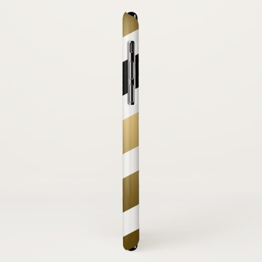 White Gold en Black Stripes Pattern Case-Mate iPhone Case (Achterkant/links)