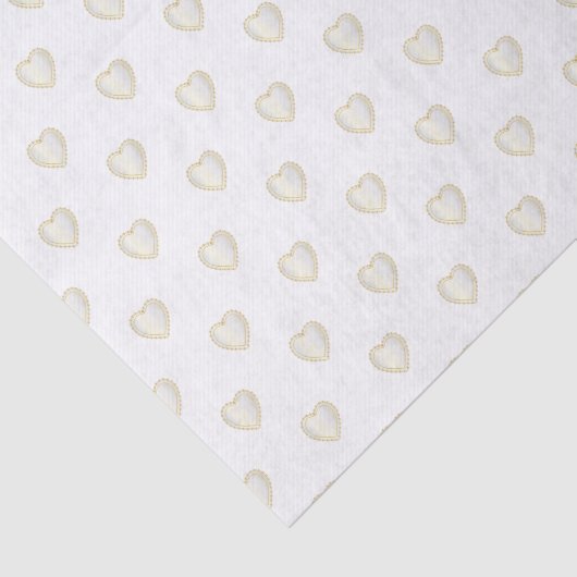White Gold en Satin Diamond Hearts Tissuepapier (Detail)