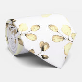 White & Gold Eucalyptus Elegant Wedding Stropdas (Opgerold)