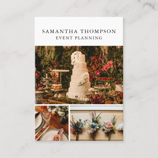 White & Gold Event Planning & Entertainment Foto Visitekaartje (Voorkant)