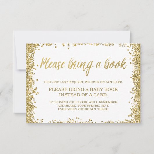 White Gold Faux Glitter Baby shower Book Kaart (Voorkant)