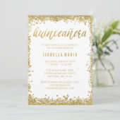 White Gold Faux Glitter Quinceanera 15th Birthday Kaart (Staand voorkant)