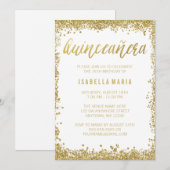 White Gold Faux Glitter Quinceanera 15th Birthday Kaart (Voorkant / Achterkant)