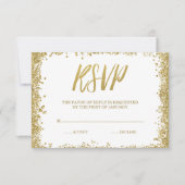 White Gold Faux Glitter RSVP (Voorkant)