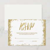 White Gold Faux Glitter RSVP Kaartje (Voorkant / Achterkant)