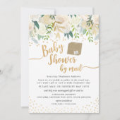 White Gold Floral Baby shower per post Kaart (Voorkant)