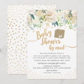 White Gold Floral Baby shower per post Kaart (Voorkant / Achterkant)