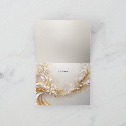 White Gold Floral bedankje Bedankkaart (Binnen)