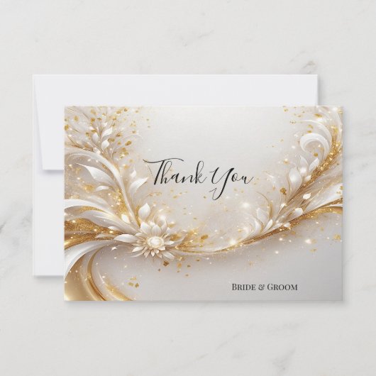 White Gold Floral bedankje Bedankkaart (Voorkant)