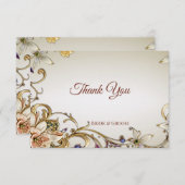 White Gold Floral bedankje Bedankkaart (Voorkant / Achterkant)