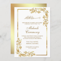 White Gold Floral Border Islamic Mehndi Ceremony