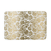 White & Gold Floral Damasks Pattern Badmat (Voorkant)