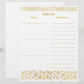 White, Gold Floral Guest Book Paper (Voorkant / Achterkant)