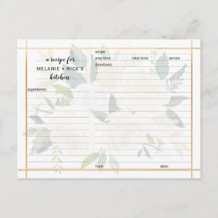 White gold floral recept card briefkaart