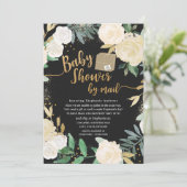 White Gold Floral Roos Baby shower per post Kaart (Staand voorkant)