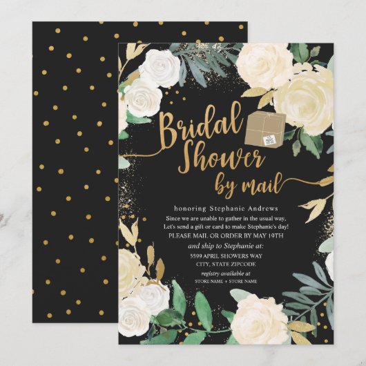 White Gold Floral Roos Vrijgezellenfeest per post Kaart (Voorkant / Achterkant)