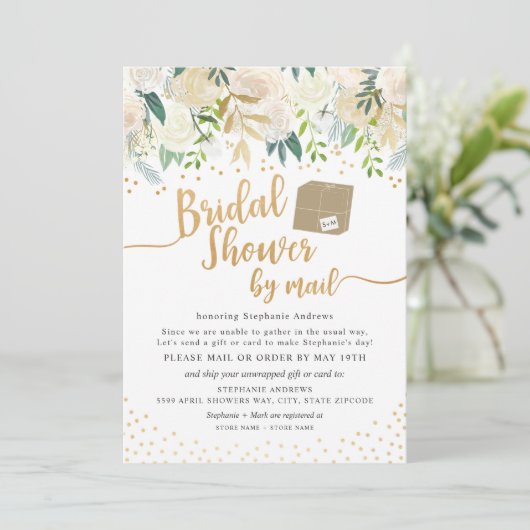 White Gold Floral Vrijgezellenfeest per post Kaart (Staand voorkant)