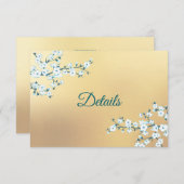 White Gold Floral Wedding Details Informatiekaartje (Voorkant / Achterkant)