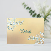 White Gold Floral Wedding Details Informatiekaartje (Staand voorkant)