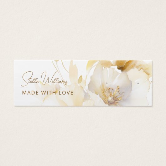 White Gold Flower Stud Earring Display Kaart (Voorkant)