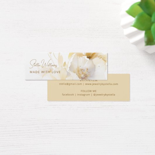 White Gold Flower Stud Earring Display Kaart (Bureau)