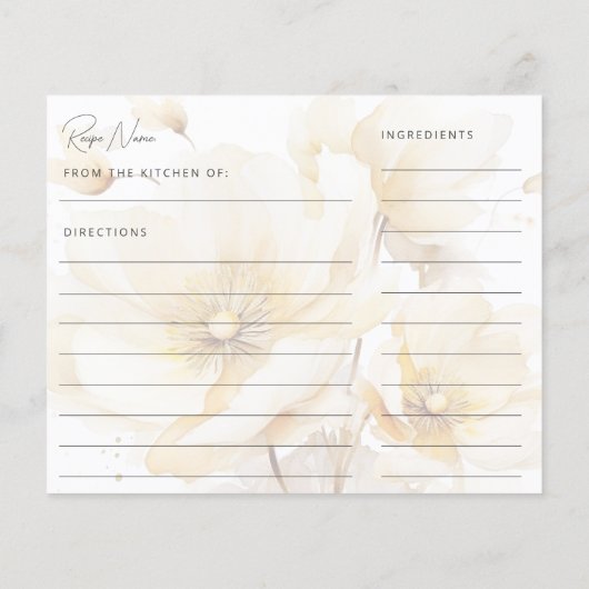 White Gold Flower Vrijgezellenfeest Recept Kaart (Achterkant)