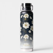 White Gold Flowers, gepersonaliseerde naam Monogra Waterfles (Achterkant)