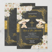 White Gold Flowers Mexican Baptism Fiesta Twin    Kaart (Voorkant / Achterkant)