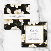 White Gold Flowers op Black Salon Hair Stylist Vierkante Visitekaartje