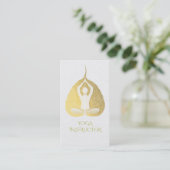 White & Gold Foil Bodhi Leaf Yoga Meditation Pose Visitekaartje (Staand voorkant)