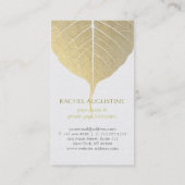White & Gold Foil Bodhi Leaf Yoga Meditation Pose Visitekaartje (Achterkant)