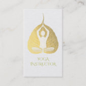 White & Gold Foil Bodhi Leaf Yoga Meditation Pose Visitekaartje (Voorkant)
