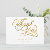 White Gold Foil Calligraphy Formal Thank You Card Bedankkaart (Staand voorkant)