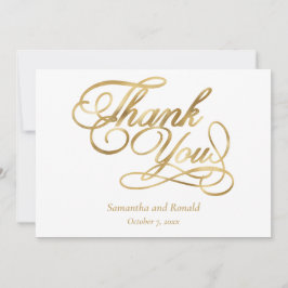 White Gold Foil Calligraphy Formal Thank You Card Bedankkaart