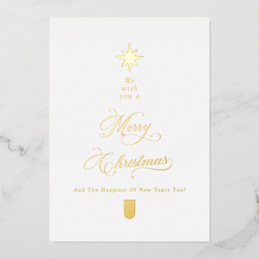 White Gold Foil Christmas Card Folie Feestdagenkaart (Voorkant)