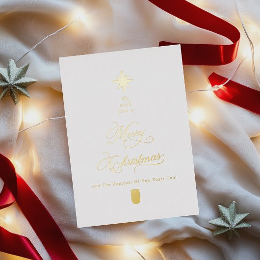 White Gold Foil Christmas Card Folie Feestdagenkaart