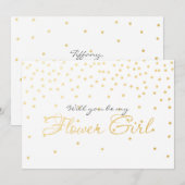 White Gold Foil Confetti BLOEMENMEISJE Kaart (Voorkant / Achterkant)