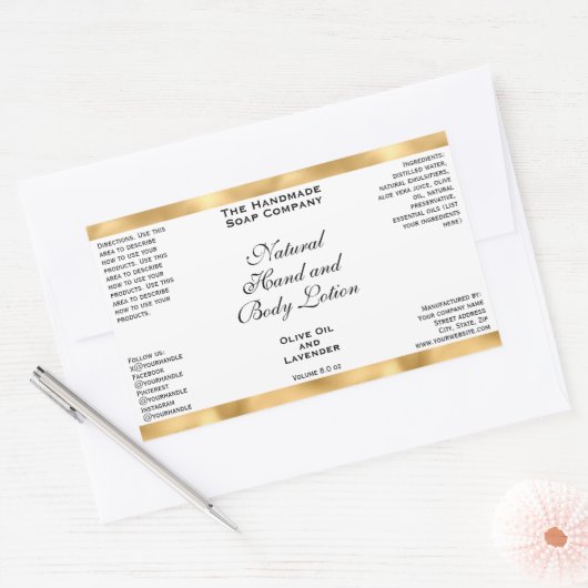 White & Gold Foil Cosmetics Bottle Label (Envelop)