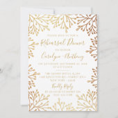 White & Gold Foil Floral Wedding Rehearsal Dinner Kaart (Voorkant)