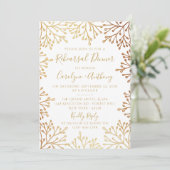 White & Gold Foil Floral Wedding Rehearsal Dinner Kaart (Staand voorkant)