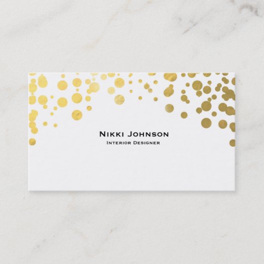 White Gold Foil Glam Confetti Stippen Visitekaartj Visitekaartje (Voorkant)