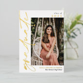 White Gold Foil kalligrafie Foto Afstuderen Folie Uitnodiging (Staand Voorkant)