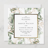 White Gold Foil Lijst | Boho Botanische Eucalyptus Kaart (Voorkant)